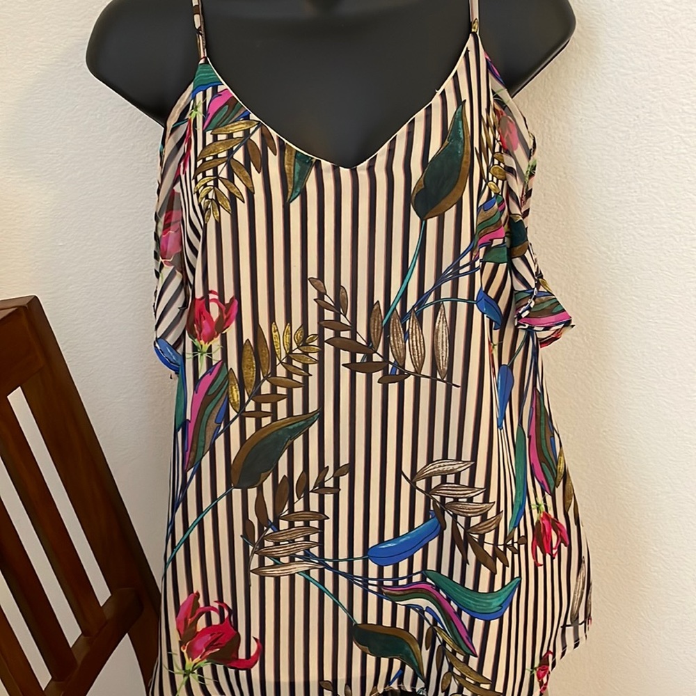 Striped floral blouse